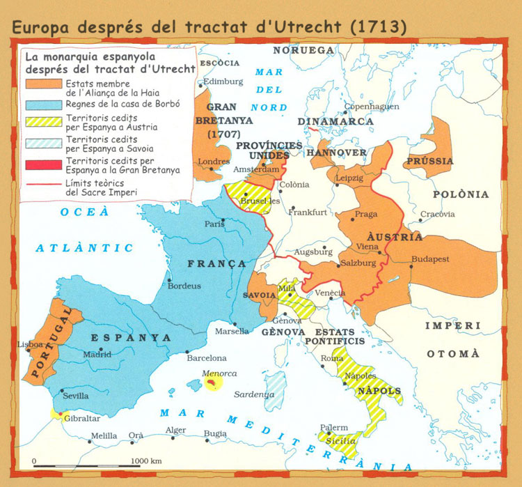 mapa obtingut en http://www.guerradesuccessio.cat/01conflicte.html Mapa d'Europa després d'Utrecht